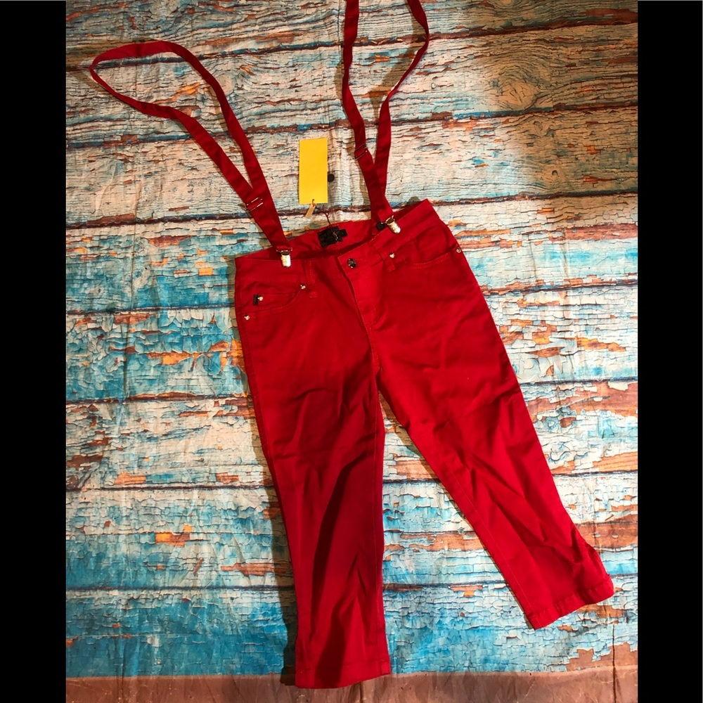 Hot Topic Tripp NYC Red Suspenders Capris 3